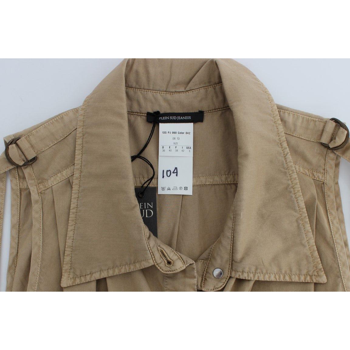 PLEIN SUD Beige Sleeveless Cotton Blouse PLEIN SUD Dim Gray
