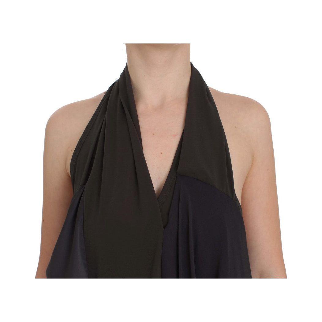 CORA GROPPO Elegant Halterneck Blouse in Gray and Blue CORA GROPPO Dark Slate Gray