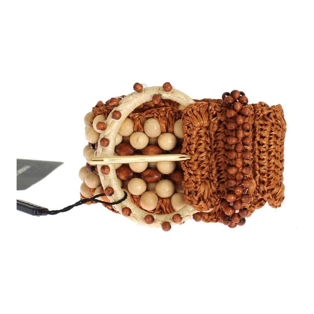 Dolce & Gabbana Elegant Beaded Raffia Waist Belt Belt Dolce & Gabbana Sienna