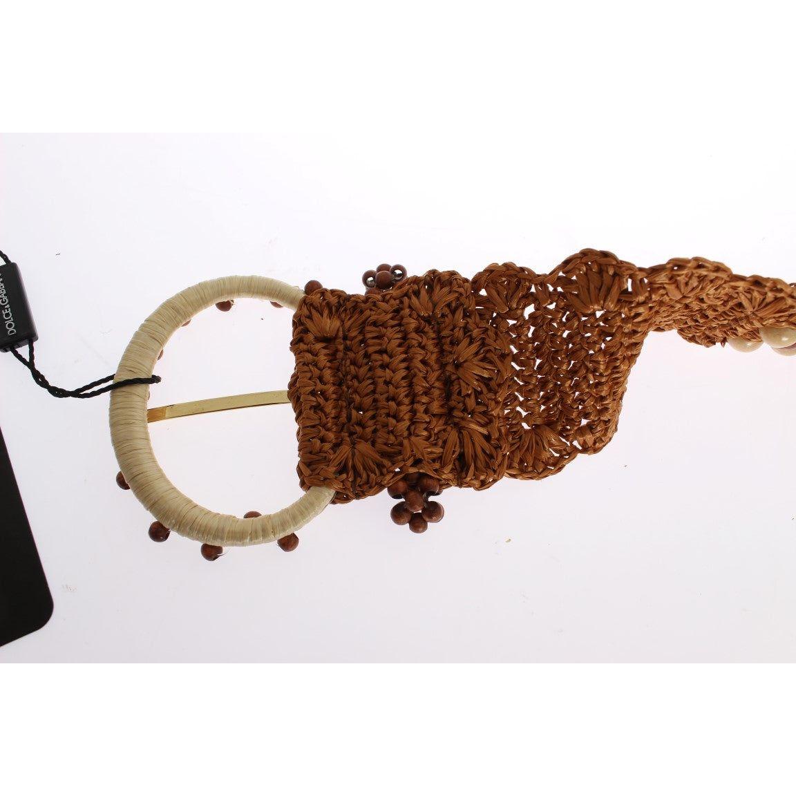 Dolce & Gabbana Elegant Beaded Raffia Waist Belt Belt Dolce & Gabbana Lavender
