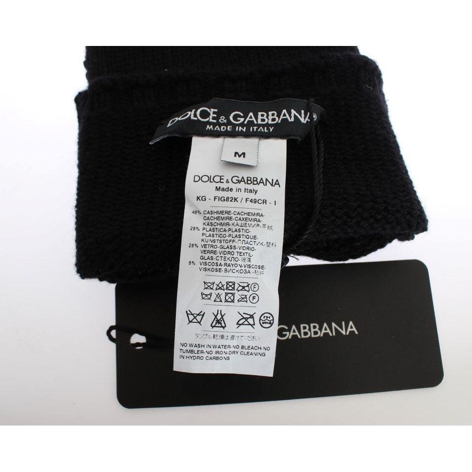 Dolce & Gabbana Sequin-Embellished Cashmere Fingerless Gloves Dolce & Gabbana Black