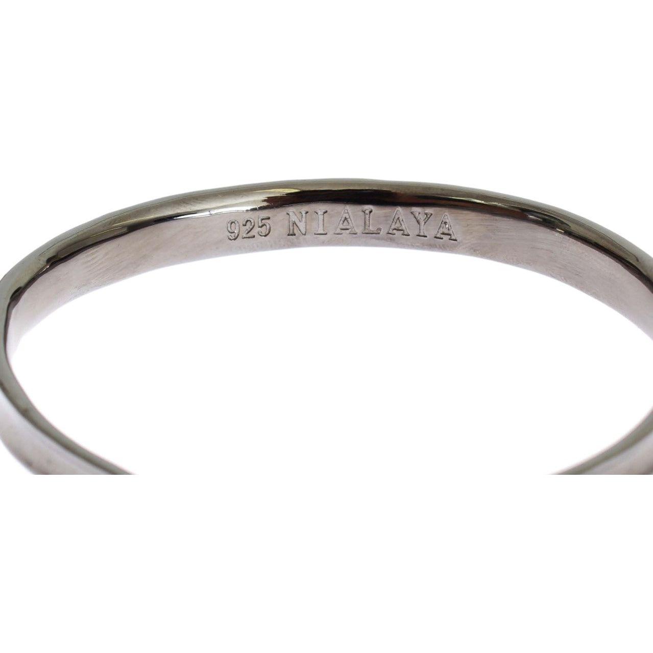 Nialaya Elegant Rhodium Silver Bangle Bracelet Nialaya Dark Gray