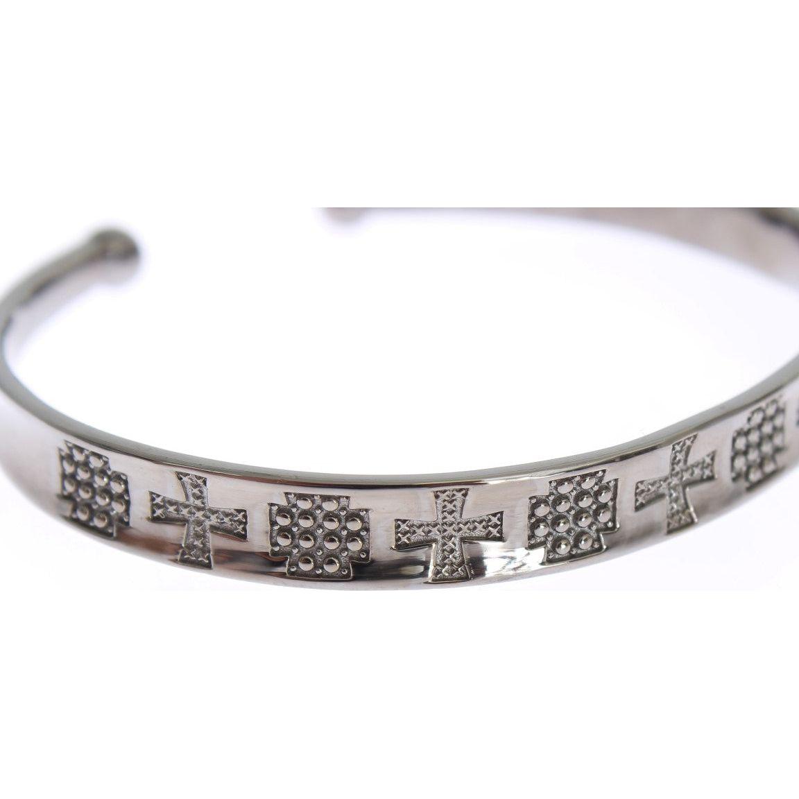 Nialaya Elegant Rhodium Silver Bangle Bracelet Nialaya Light Gray