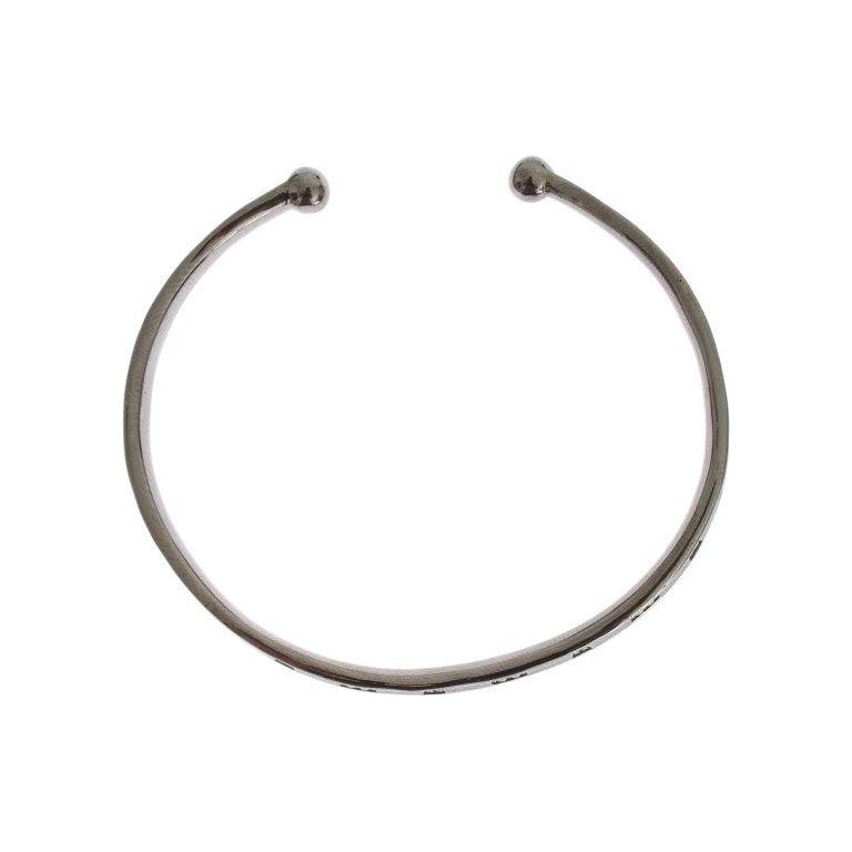 Nialaya Elegant Rhodium Silver Bangle Bracelet Nialaya Slate Gray