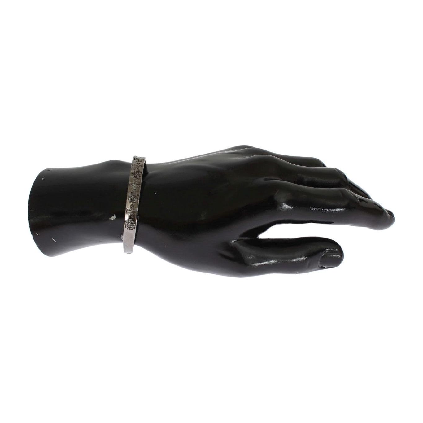 Nialaya Elegant Rhodium Silver Bangle Bracelet Nialaya Dark Slate Gray