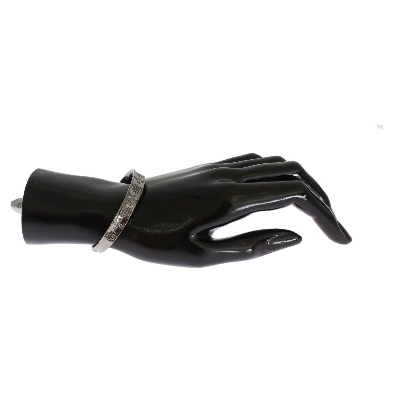 Nialaya Elegant Rhodium Silver Bangle Bracelet Nialaya Dark Slate Gray