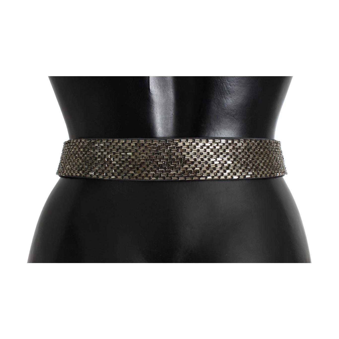 Dolce & Gabbana Embellished Sequined Wide Waist Belt Belt Dolce & Gabbana Black