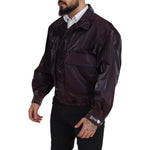 Dolce & Gabbana Purple Nylon Collared Biker Coat Jacket JKT3355- XS