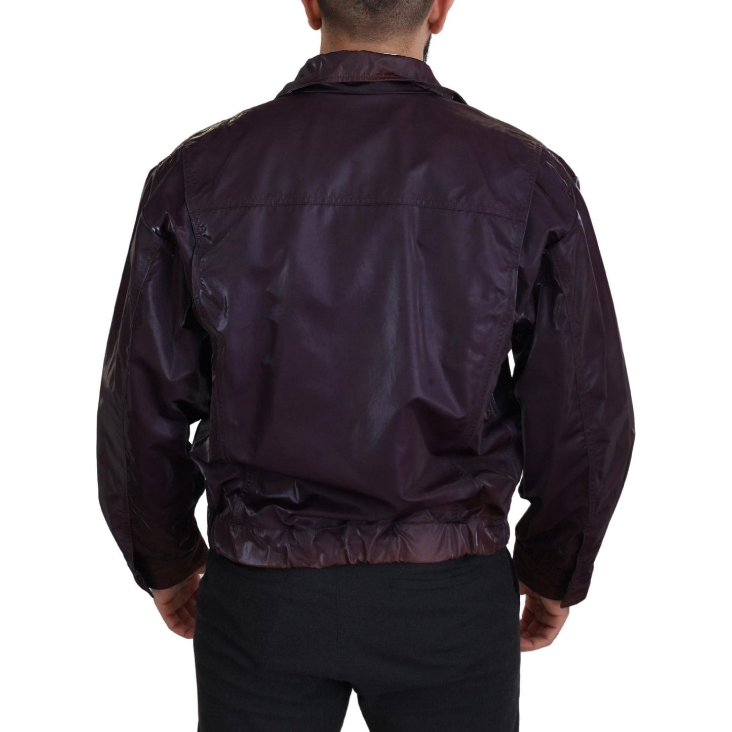 Dolce & Gabbana Purple Nylon Collared Biker Coat Jacket JKT3355- XS