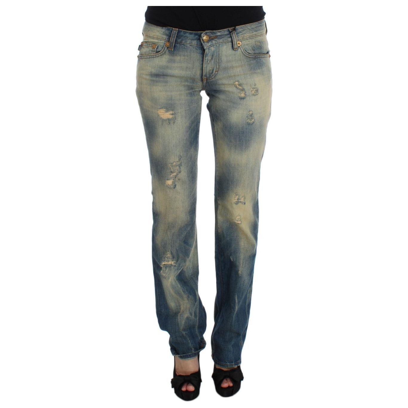 Cavalli Elegant Slim Bootcut Blue Jeans Cavalli Dim Gray