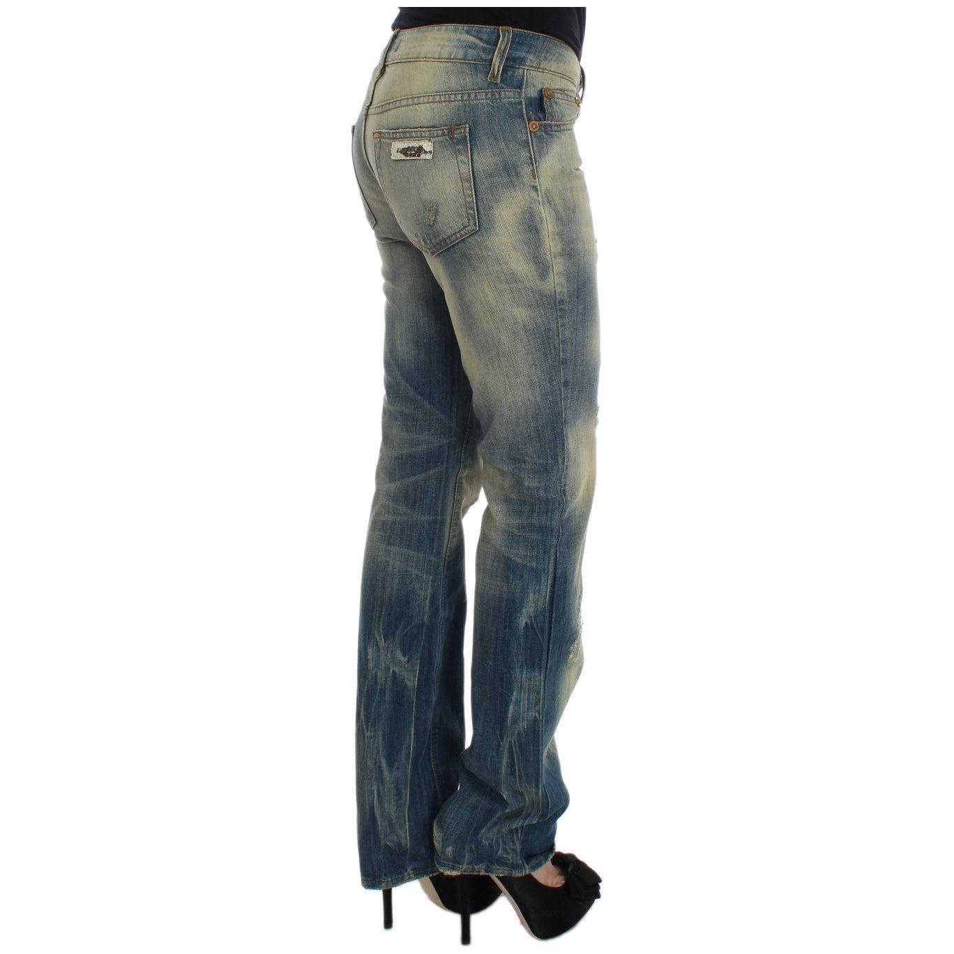 Cavalli Elegant Slim Bootcut Blue Jeans Cavalli Dark Slate Gray