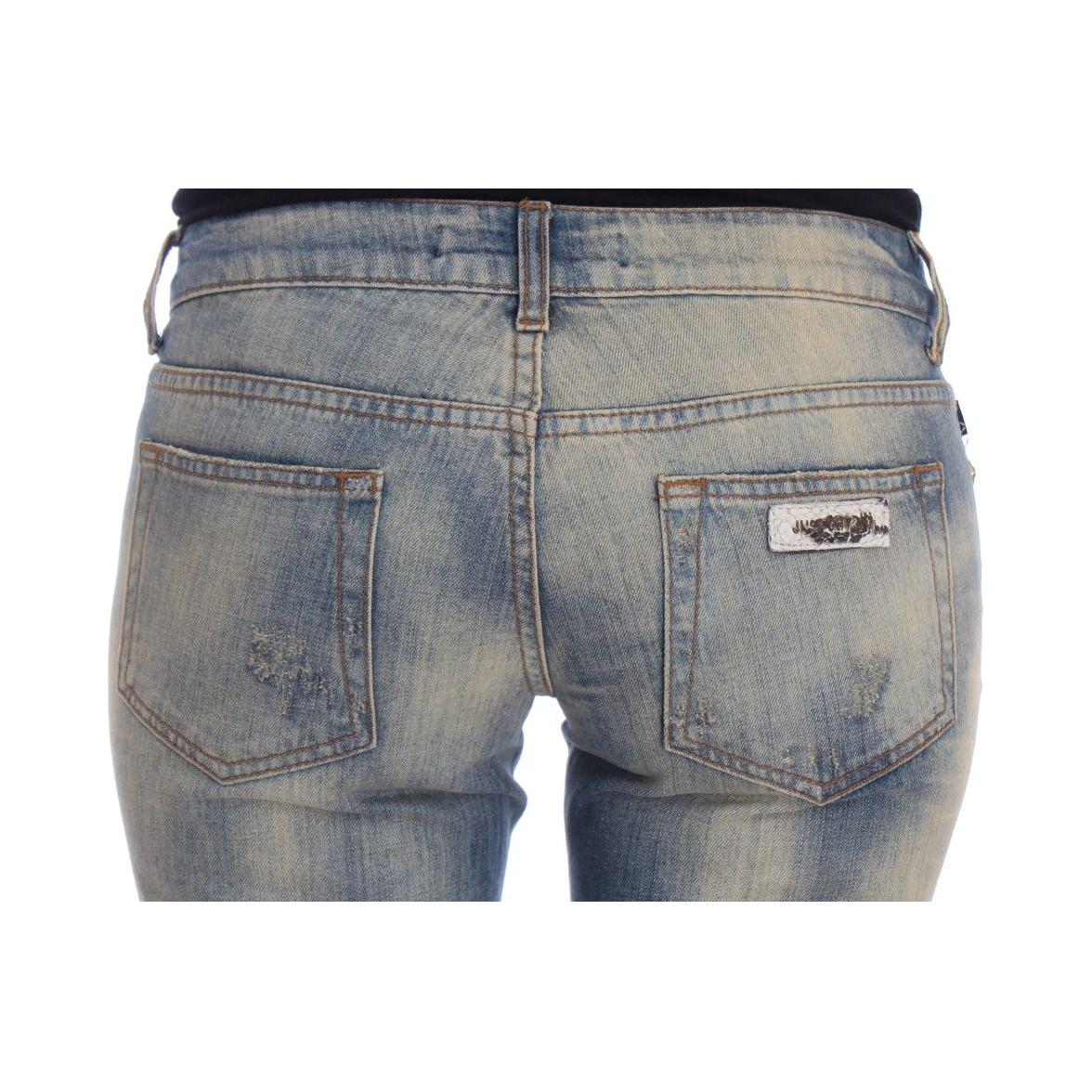 Cavalli Elegant Slim Bootcut Blue Jeans Cavalli Slate Gray