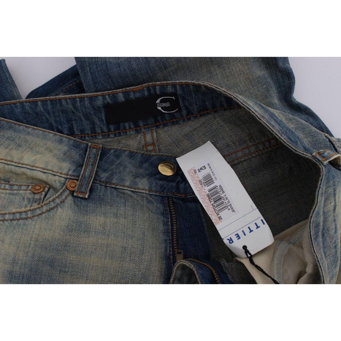 Cavalli Elegant Slim Bootcut Blue Jeans Cavalli Dark Slate Gray