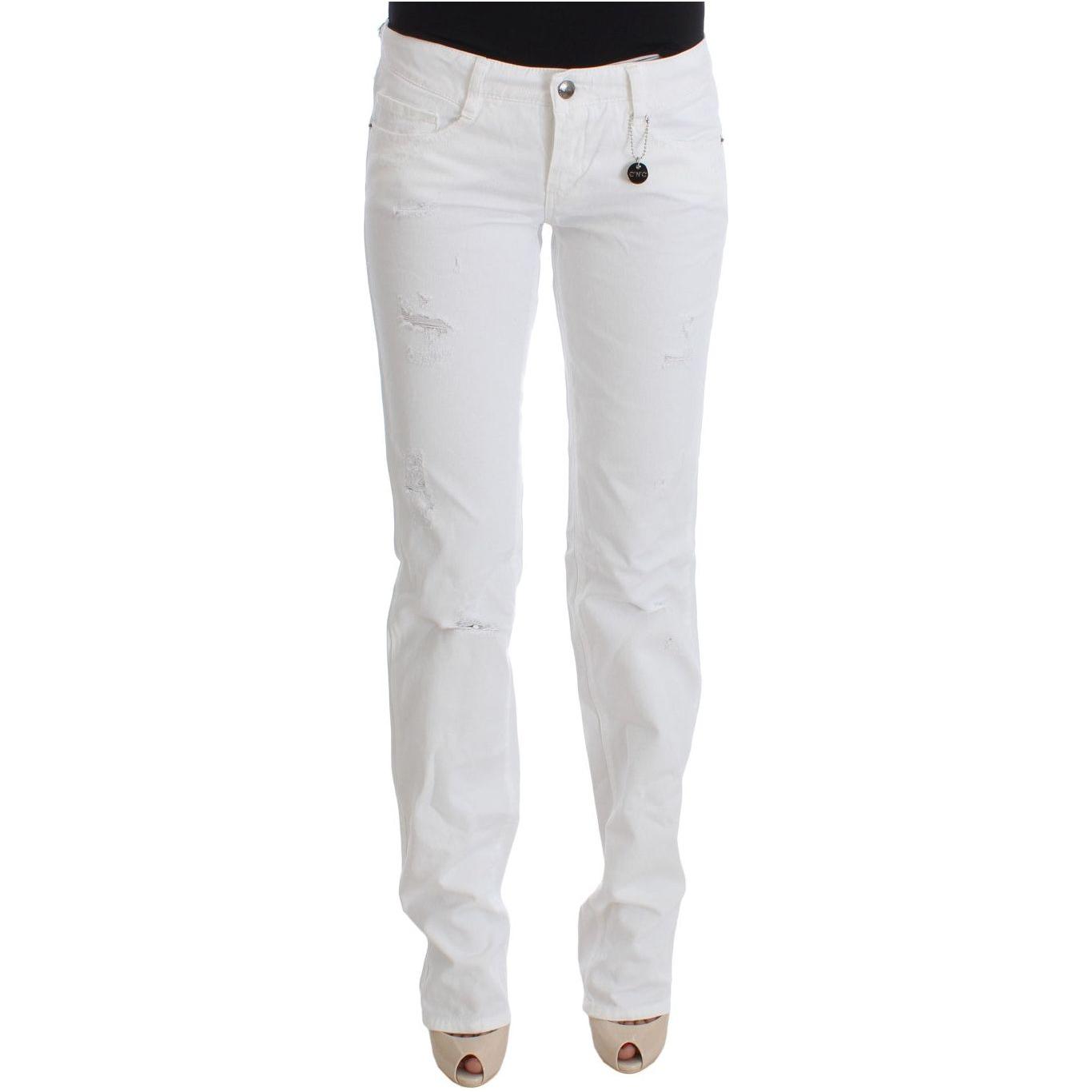 Costume National Chic Slim Fit White Cotton Jeans Costume National Light Gray