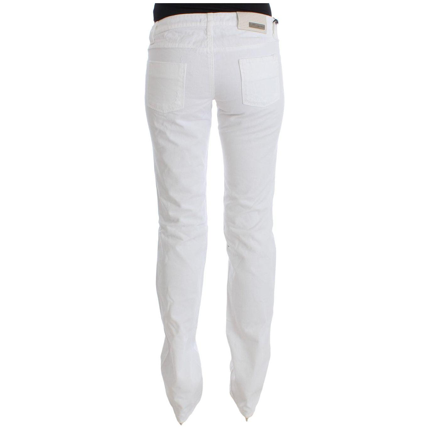 Costume National Chic Slim Fit White Cotton Jeans Costume National Light Gray