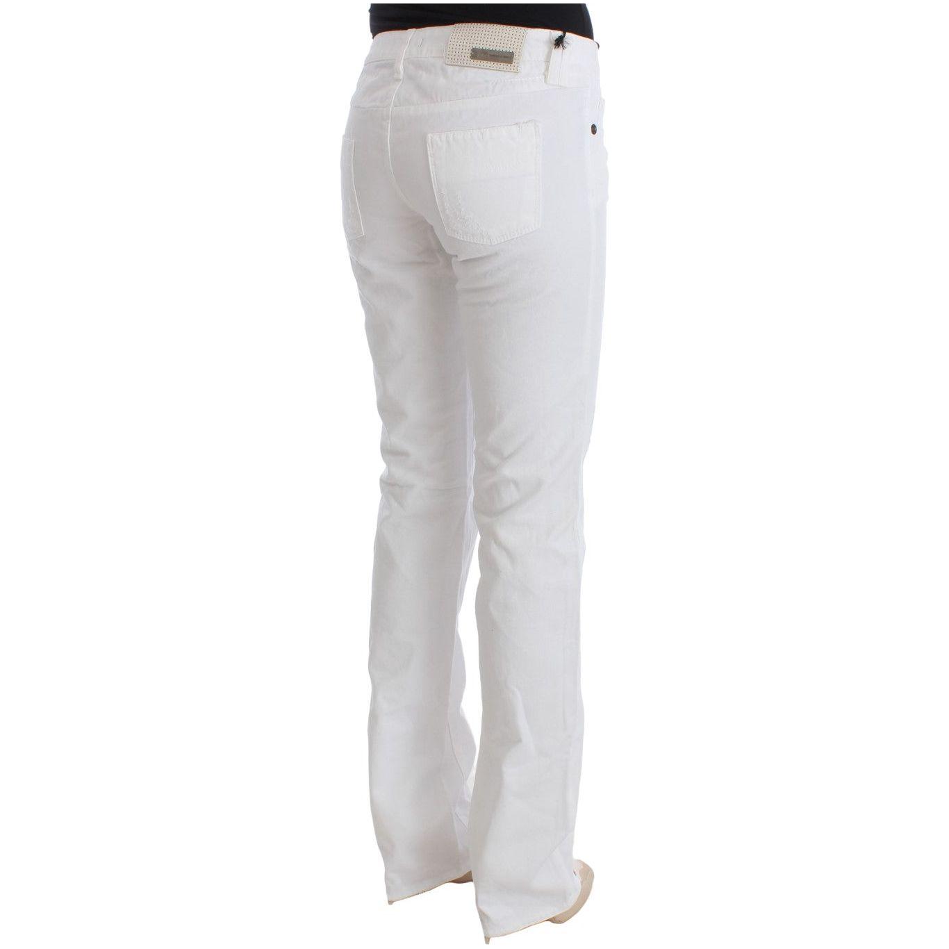 Costume National Chic Slim Fit White Cotton Jeans Costume National Light Gray