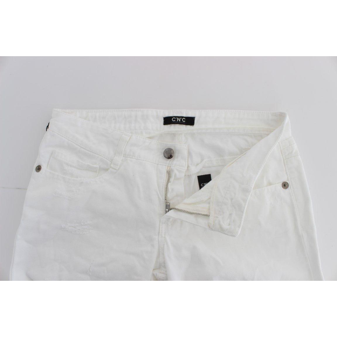 Costume National Chic Slim Fit White Cotton Jeans Costume National Light Gray