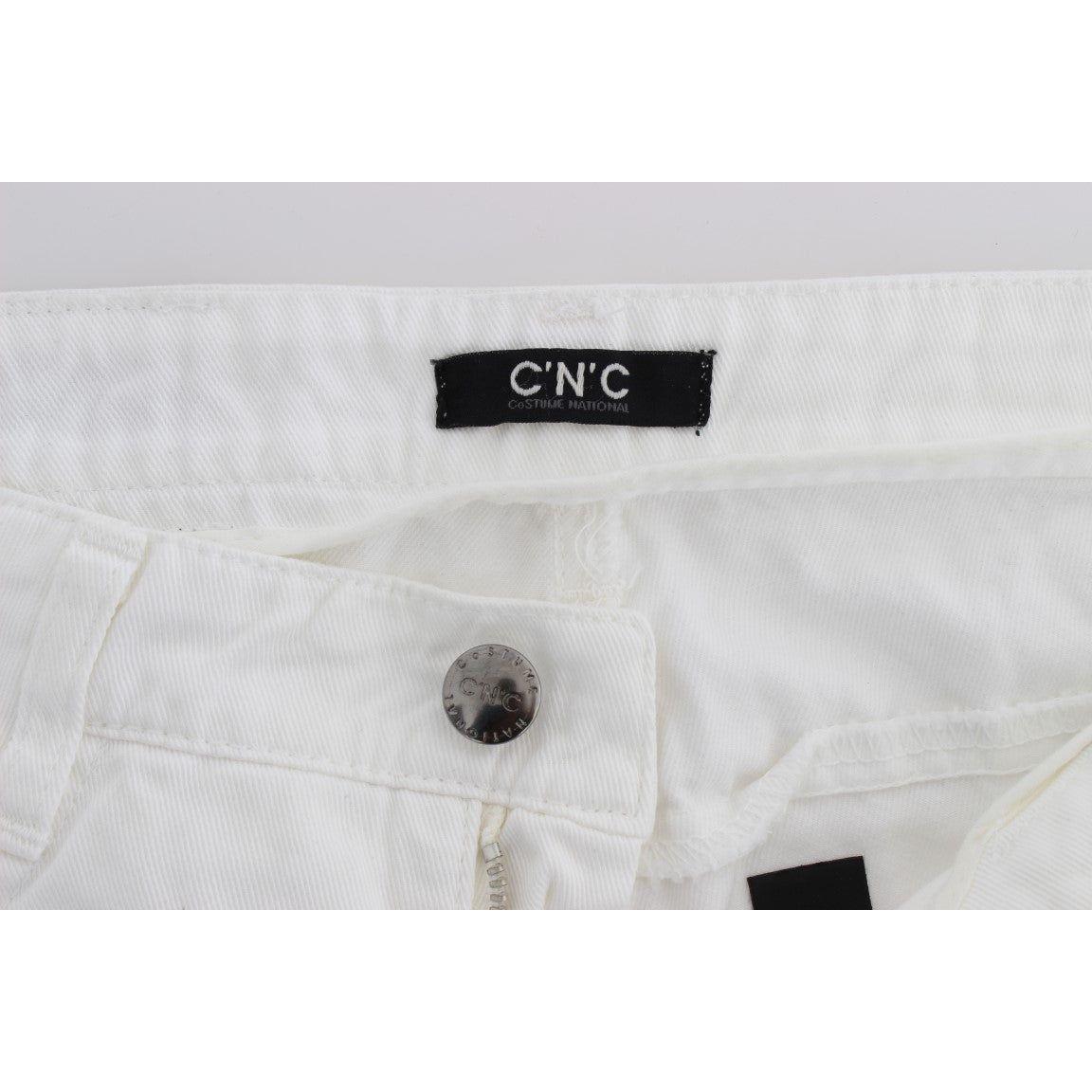 Costume National Chic Slim Fit White Cotton Jeans Costume National Light Gray