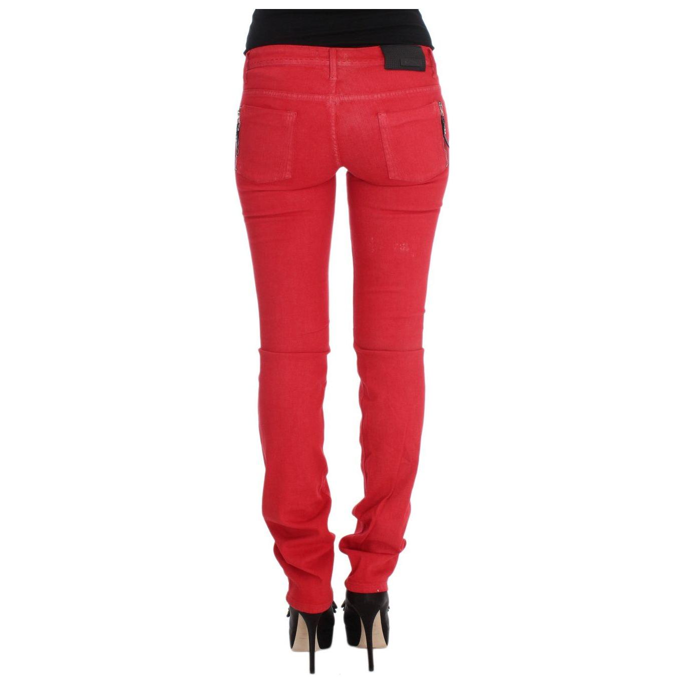 Costume National Chic Red Slim Fit Jeans Costume National Firebrick