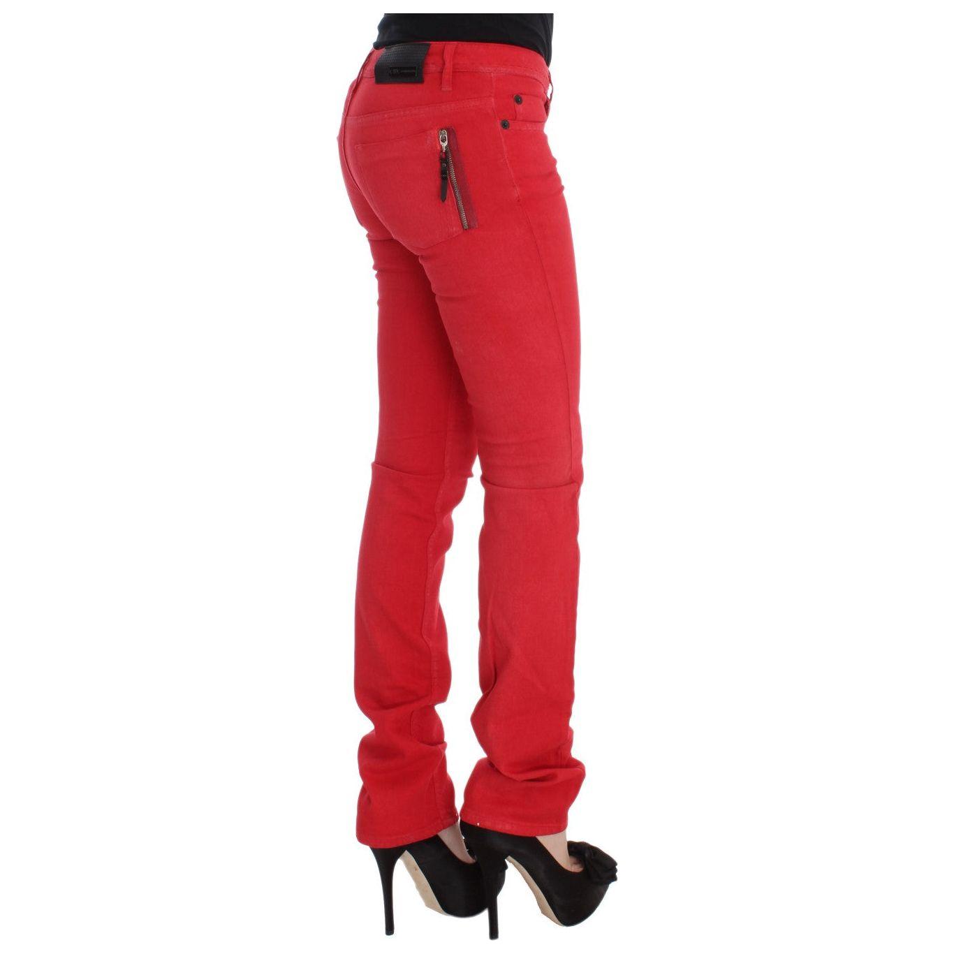 Costume National Chic Red Slim Fit Jeans Costume National Firebrick