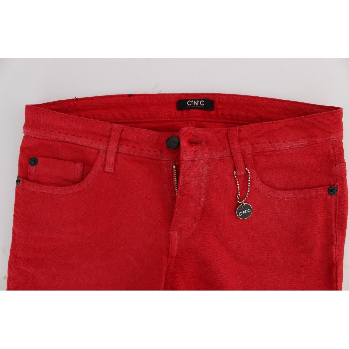 Costume National Chic Red Slim Fit Jeans Costume National Firebrick