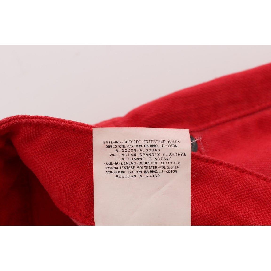 Costume National Chic Red Slim Fit Jeans Costume National Firebrick