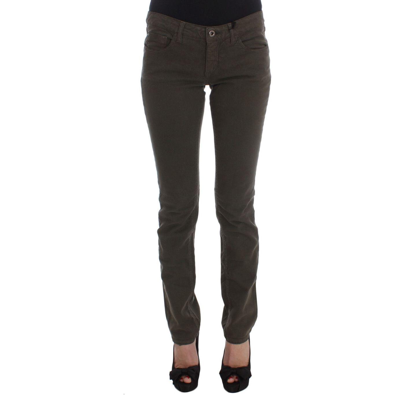 Costume National Chic Slim Fit Green Cotton Jeans Costume National Dark Slate Gray