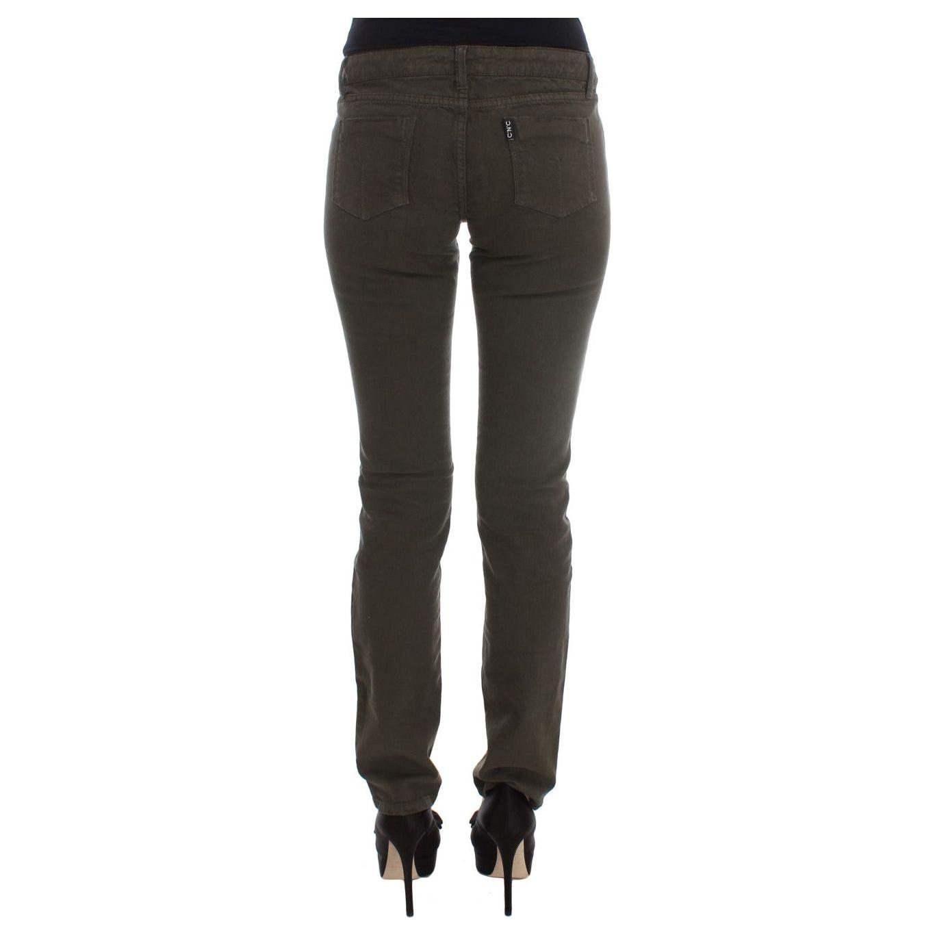 Costume National Chic Slim Fit Green Cotton Jeans Costume National Dark Slate Gray