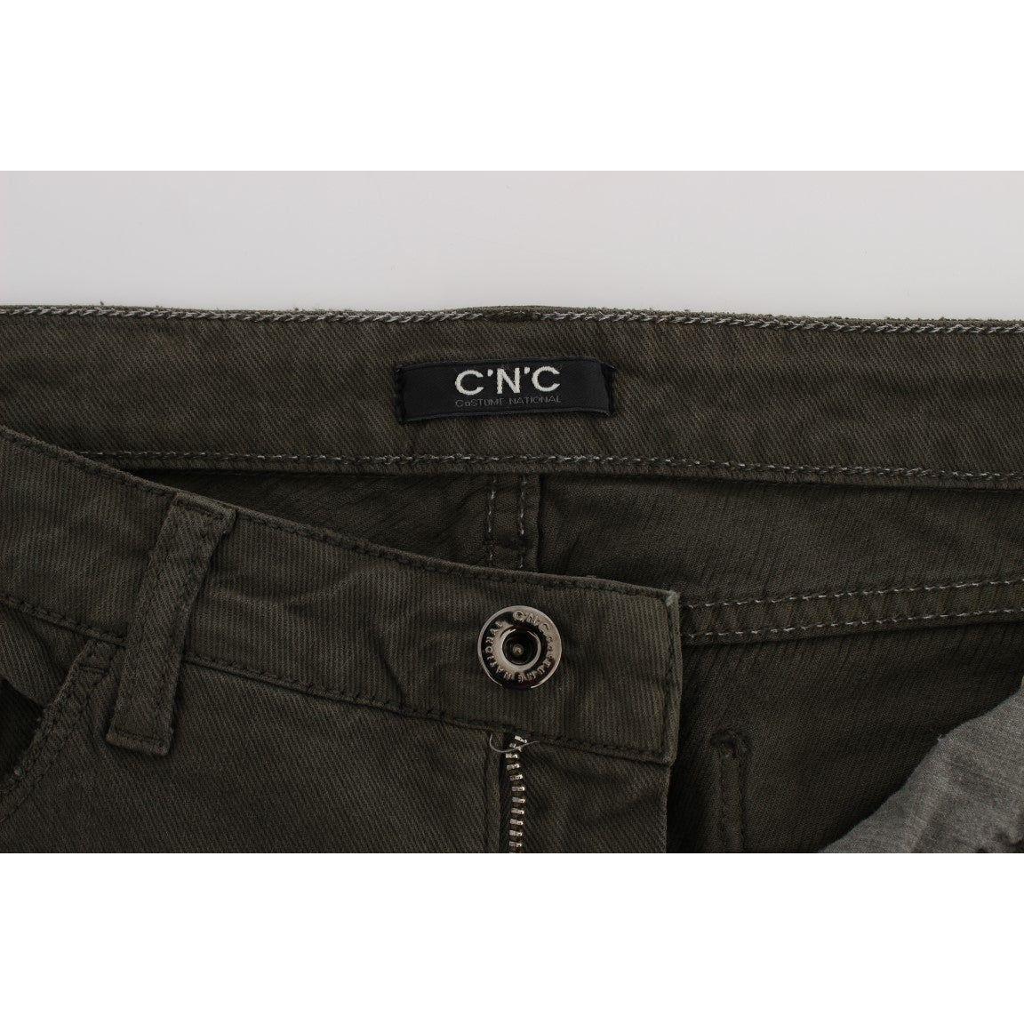 Costume National Chic Slim Fit Green Cotton Jeans Costume National Black