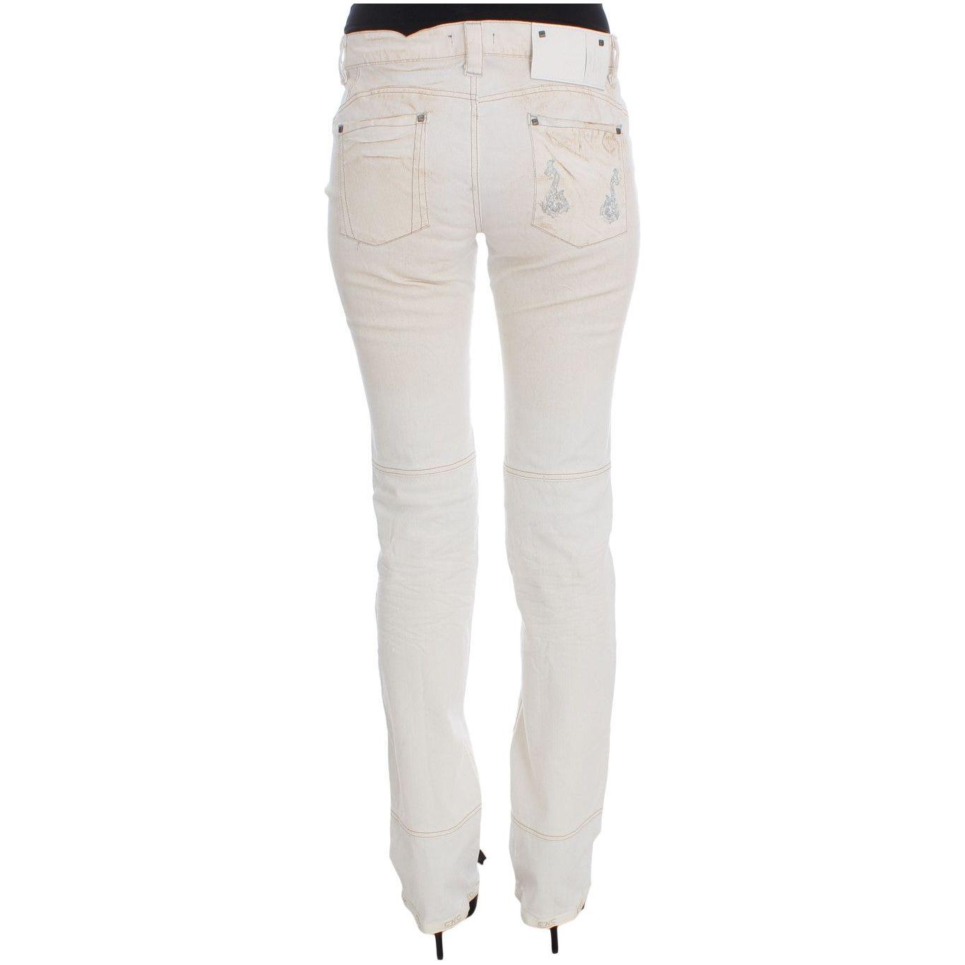 Costume National Chic White Slim Fit Designer Jeans Costume National Light Gray