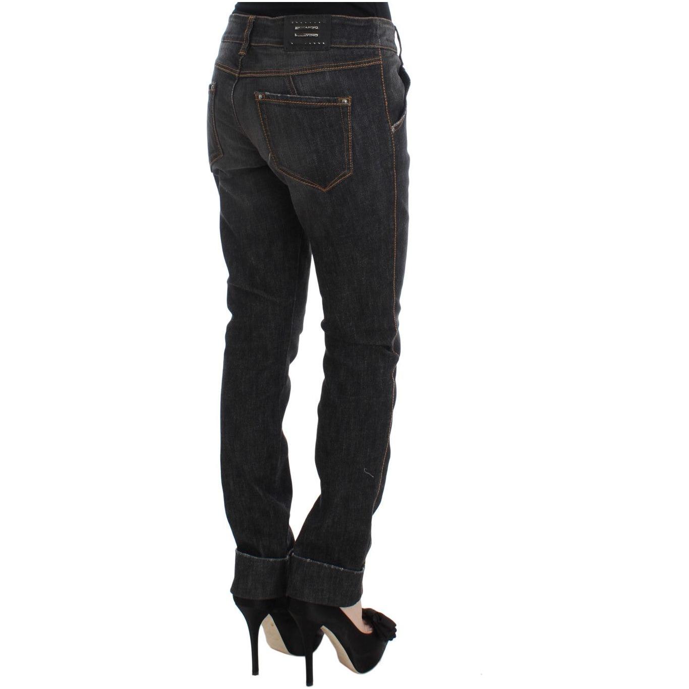 Ermanno Scervino Chic Slim Fit Gray Wash Jeans Ermanno Scervino Dark Slate Gray