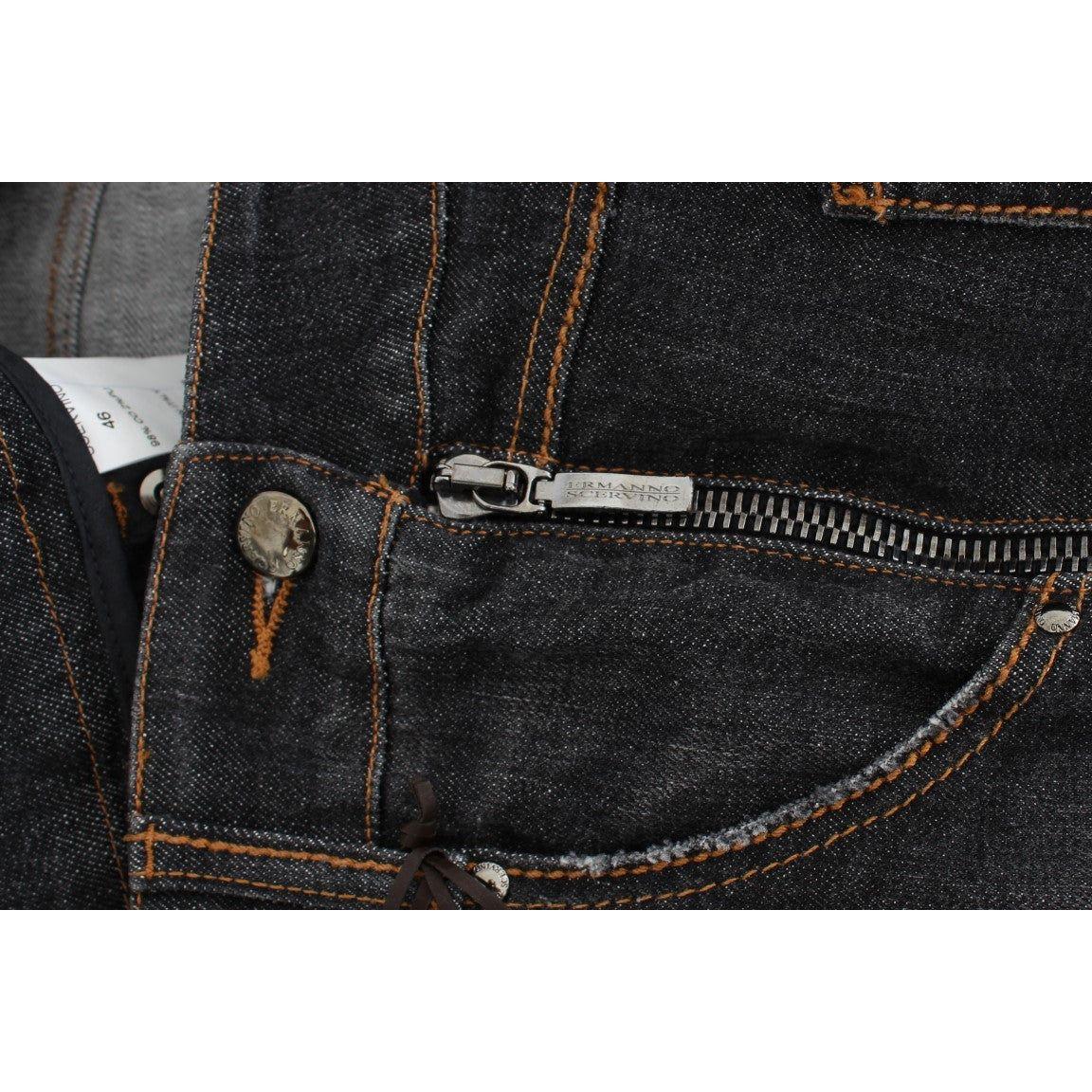 Ermanno Scervino Chic Slim Fit Gray Wash Jeans Ermanno Scervino Black