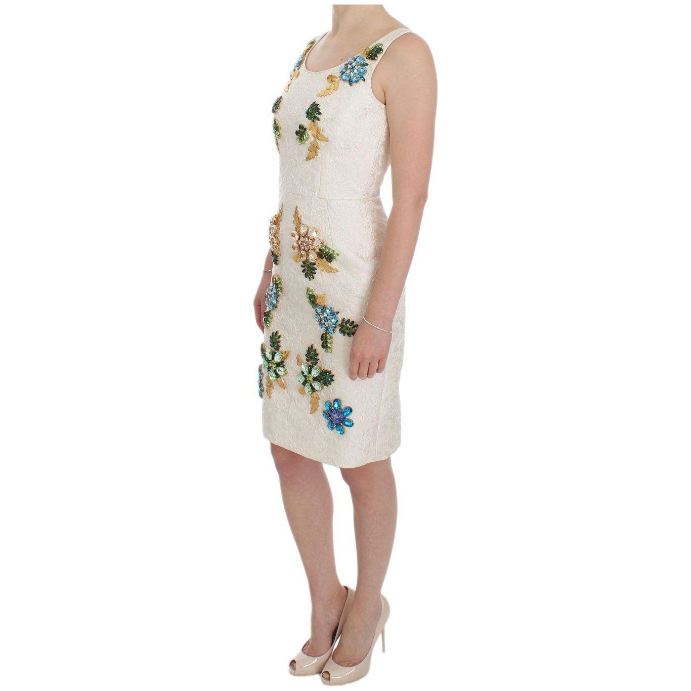 Dolce & Gabbana Elegant Floral Brocade Sheath Dress Dolce & Gabbana Tan