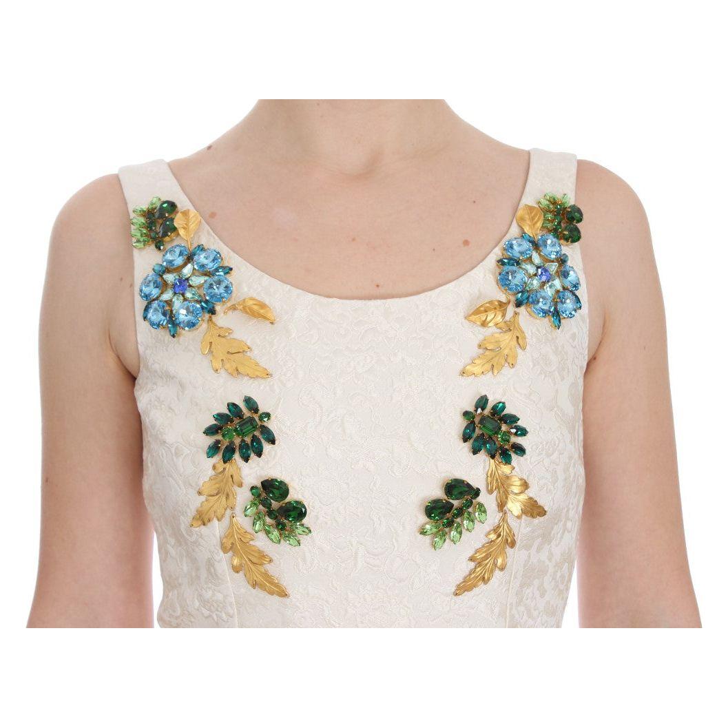 Dolce & Gabbana Elegant Floral Brocade Sheath Dress Dolce & Gabbana Tan