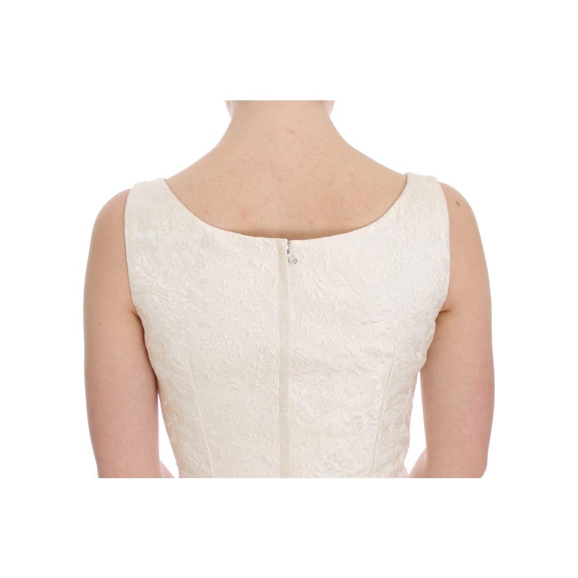 Dolce & Gabbana Elegant Floral Brocade Sheath Dress Dolce & Gabbana Light Gray