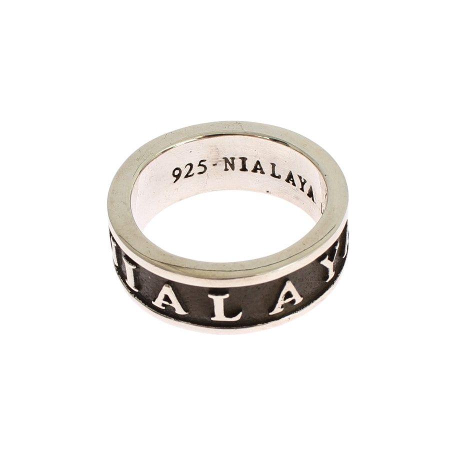 Nialaya Elegant Silver and Black Men's Sterling Ring Ring Nialaya Light Gray