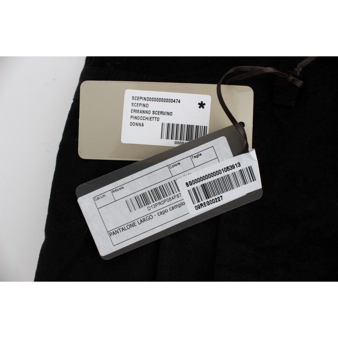 Ermanno Scervino Black Velvet Cotton Capri Bootcut Pants Jeans & Pants