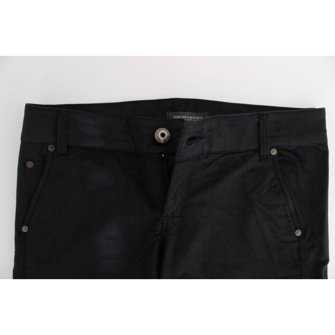 Ermanno Scervino Chic Black Regular Fit Trousers Jeans & Pants Ermanno Scervino Black