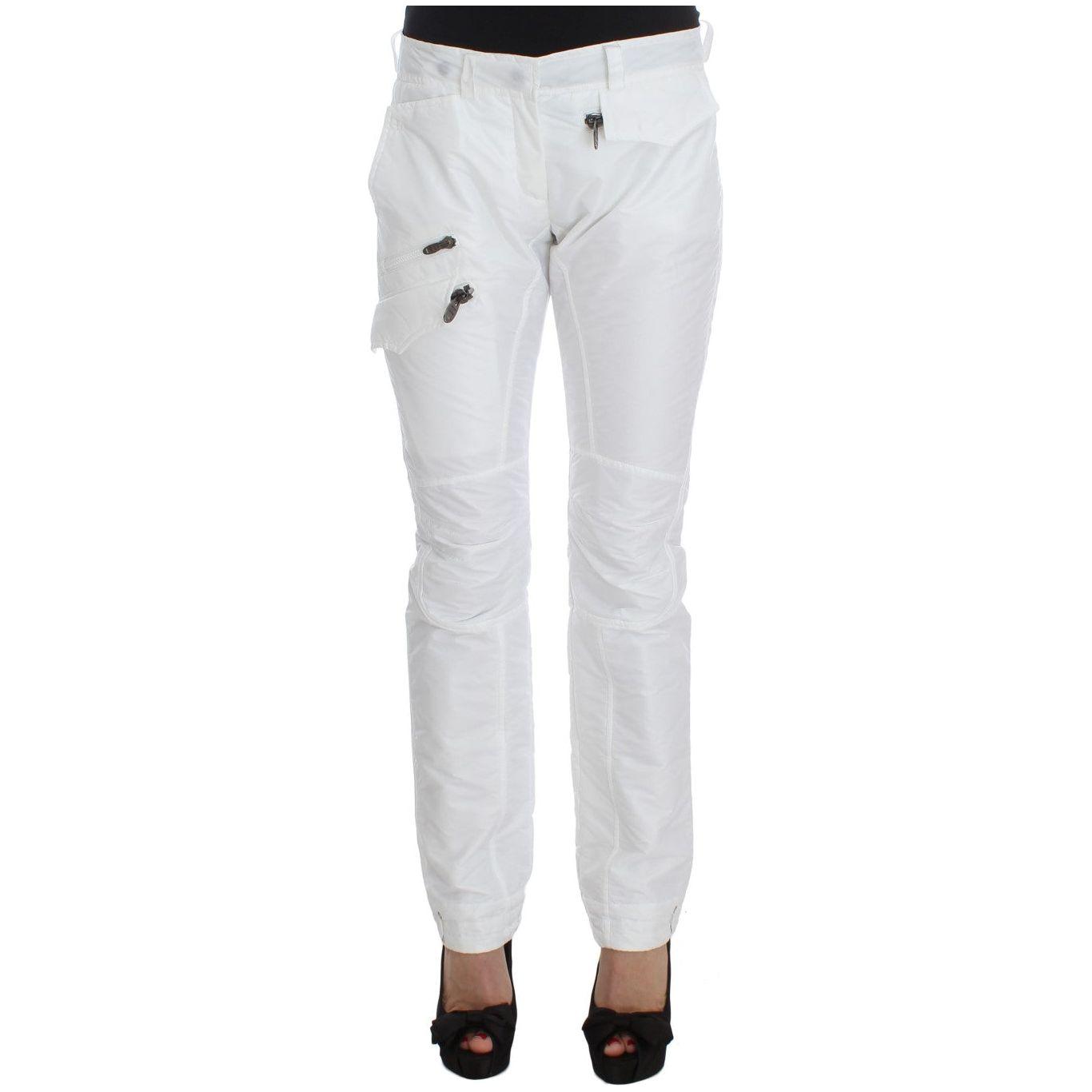 Ermanno Scervino Chic White Nylon Cargo Pants by Italian Designer Ermanno Scervino Light Gray