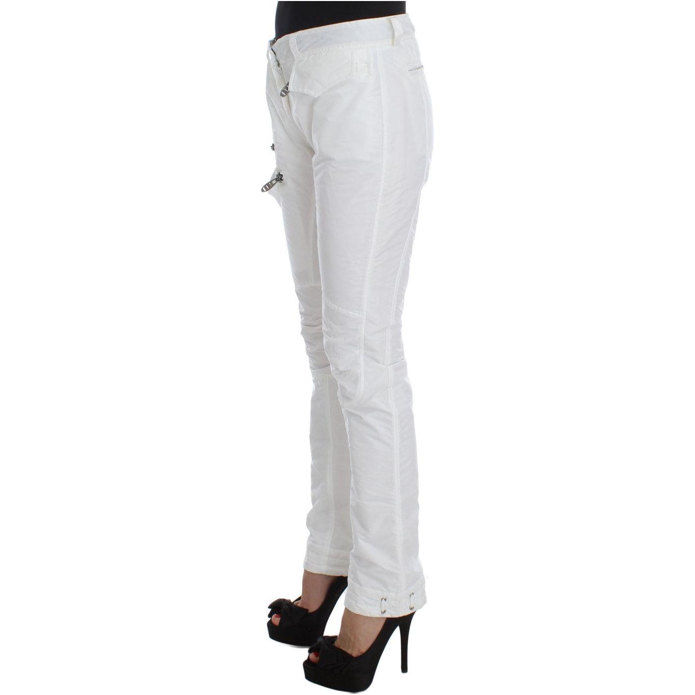 Ermanno Scervino Chic White Nylon Cargo Pants by Italian Designer Ermanno Scervino Light Gray
