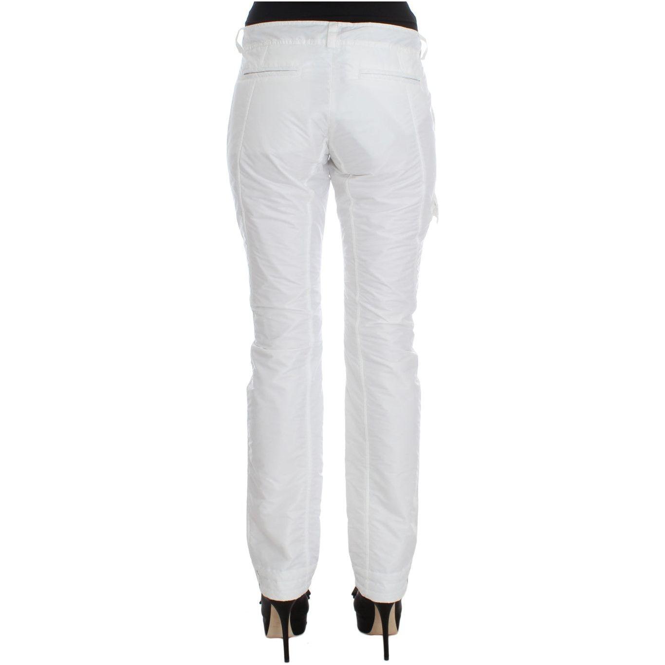 Ermanno Scervino Chic White Nylon Cargo Pants by Italian Designer Ermanno Scervino Light Gray