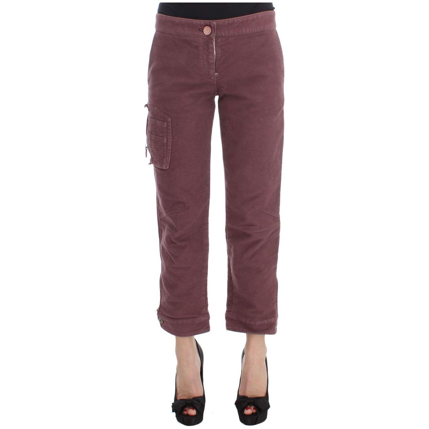 Ermanno Scervino Chic Bordeaux Capri Cropped Cargo Pants Ermanno Scervino Dim Gray
