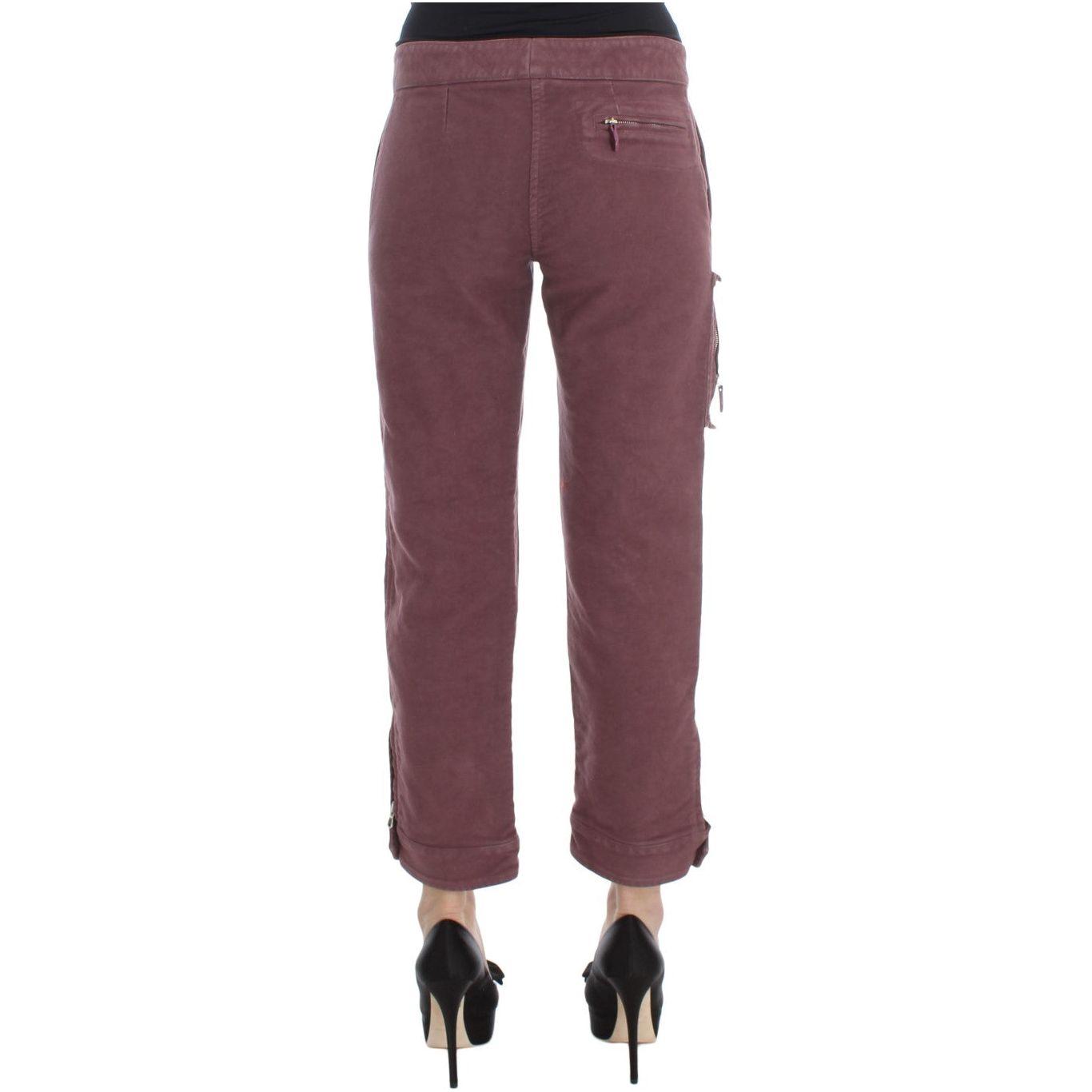 Ermanno Scervino Chic Bordeaux Capri Cropped Cargo Pants Ermanno Scervino Dim Gray