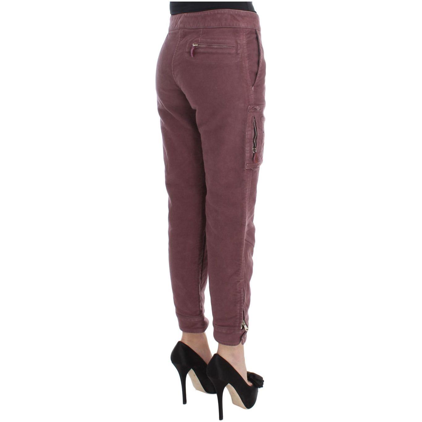 Ermanno Scervino Chic Bordeaux Capri Cropped Cargo Pants Ermanno Scervino Dim Gray