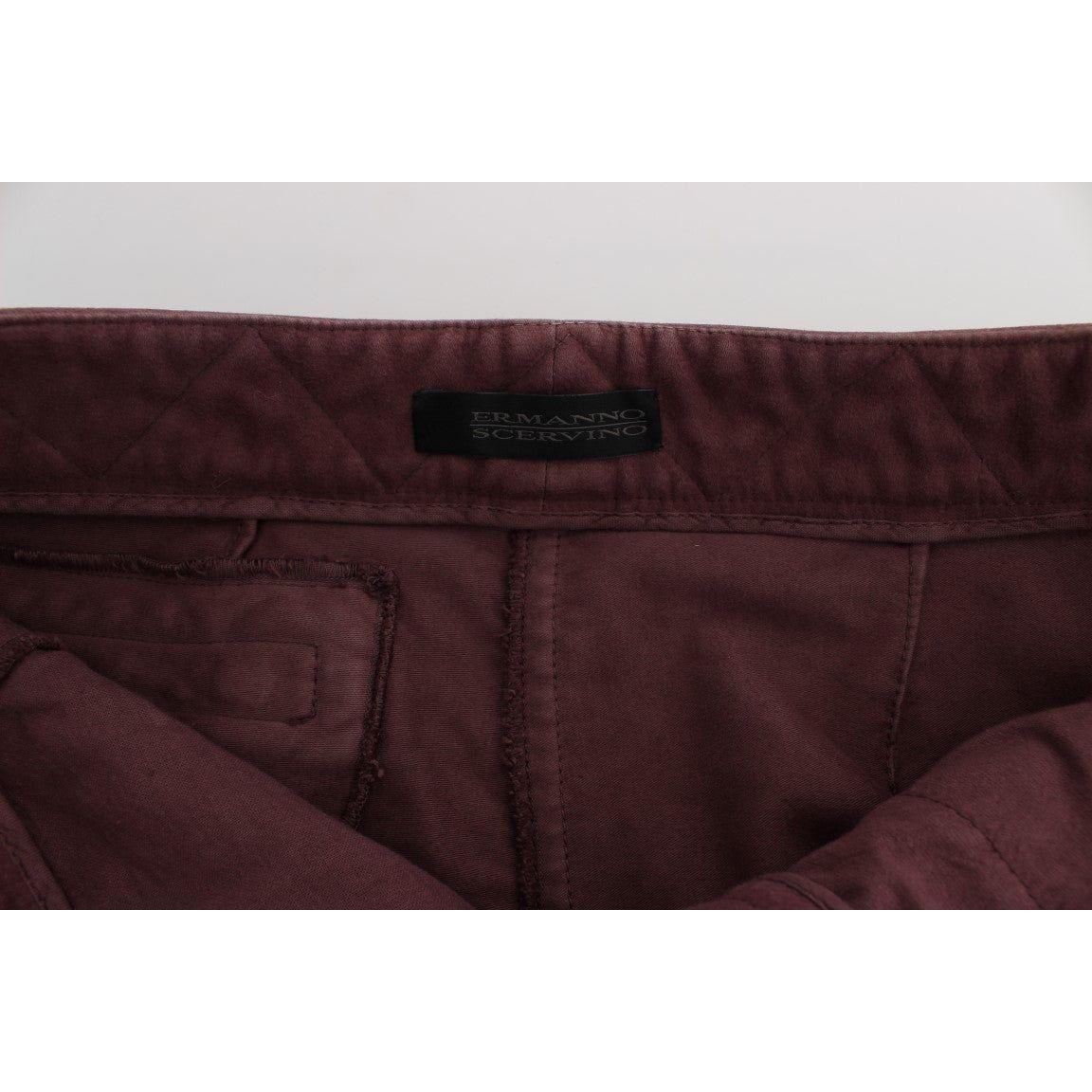 Ermanno Scervino Chic Bordeaux Capri Cropped Cargo Pants Ermanno Scervino Black