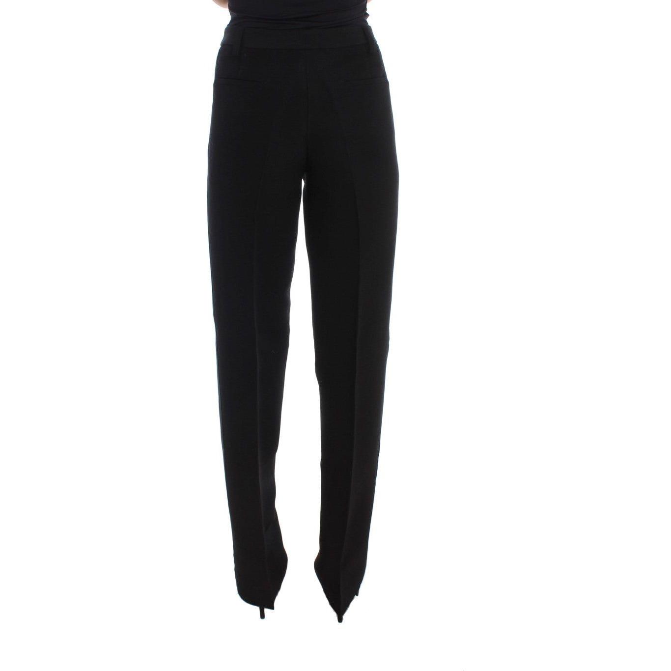Ermanno Scervino Chic Black Wide Leg Silk Blend Jeans Jeans & Pants Ermanno Scervino Black