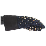 Dolce & Gabbana Chic Gray Wool & Shearling Gloves with Studded Details Dolce & Gabbana Dark Slate Gray