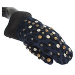 Dolce & Gabbana Chic Gray Wool & Shearling Gloves with Studded Details Dolce & Gabbana Dark Slate Gray