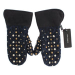 Dolce & Gabbana Chic Gray Wool & Shearling Gloves with Studded Details Dolce & Gabbana Dark Slate Gray