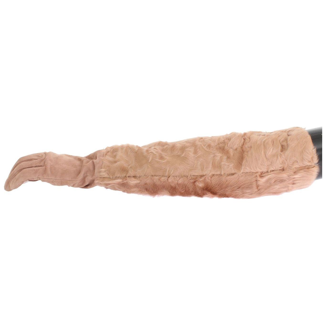 Dolce & Gabbana Elegant Beige Suede Elbow-Length Gloves Dolce & Gabbana Rosy Brown